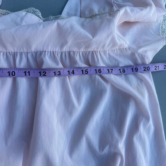 Barbizon Nightgown Pajama Medium Chemise Cotton Pink Embroidered Vintage - Picture 7 of 10